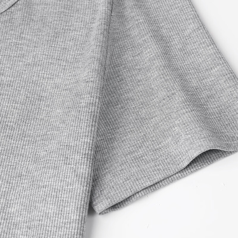 班尼路(Baleno)S&K圆领罗纹短款短袖T恤女2026年夏季女装新款紧密细致纯欲风上衣 白#纯色 XL