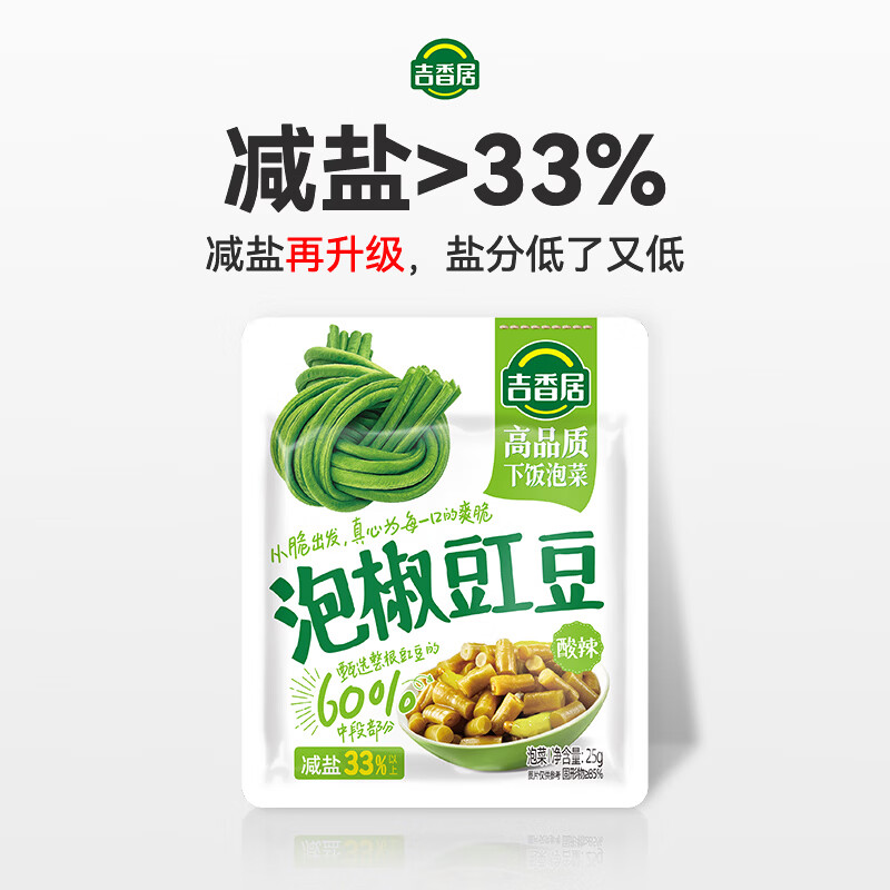 吉香居 榨菜萝卜真芯泡椒豇豆风干麻辣萝卜干下饭菜咸菜配粥即时泡菜 泡椒豇豆25g*20袋