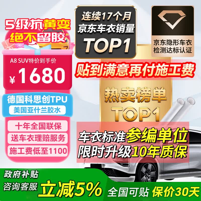 ATX隐形车衣全车身贴膜隐身车衣膜TPU材质汽车漆面保护膜透明全车膜特斯拉su7问界车衣	