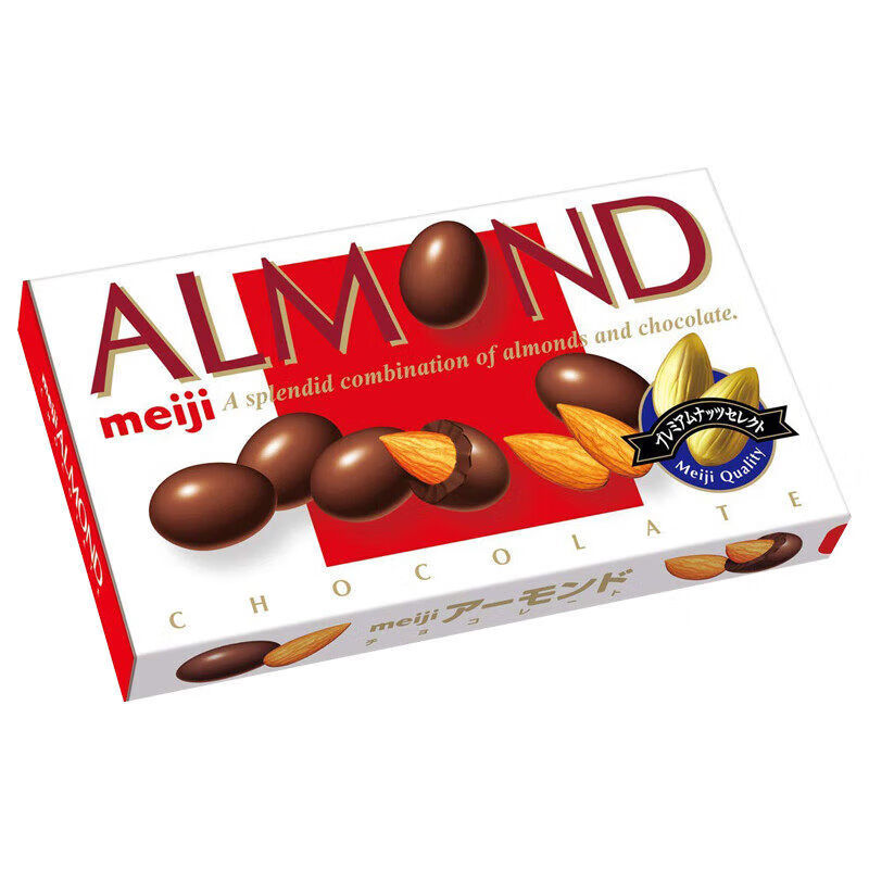 明治(meiji)明治meiji进口澳洲坚果仁巴旦木杏仁夹心黑巧克力糖果零食礼盒装 巴旦木夹心巧克力79g*1盒