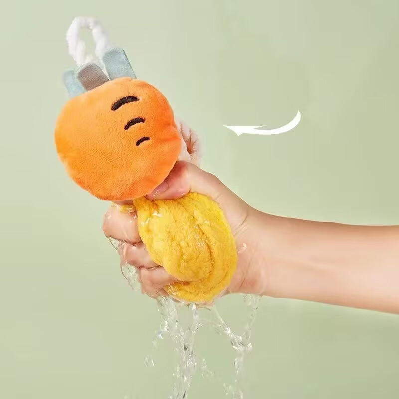 擦手挂巾家用超强吸水毛巾儿童洗手巾纯棉宝宝擦手擦手巾速干防臭 两条（颜色随机）