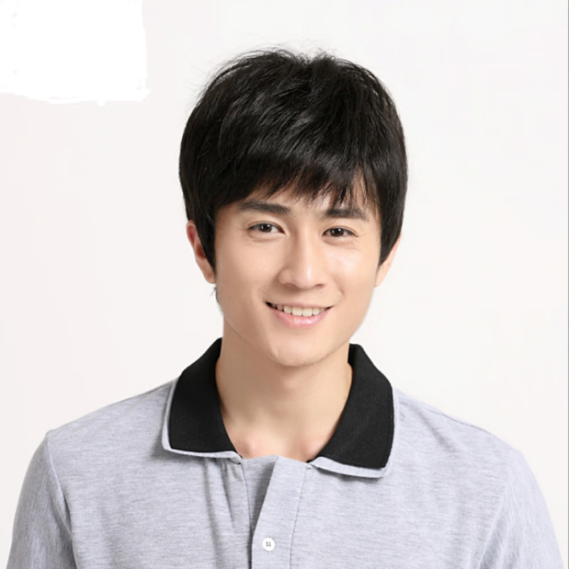 仿真发假发男短发中老年男士帅气自然逼真头套发 自然黑发网