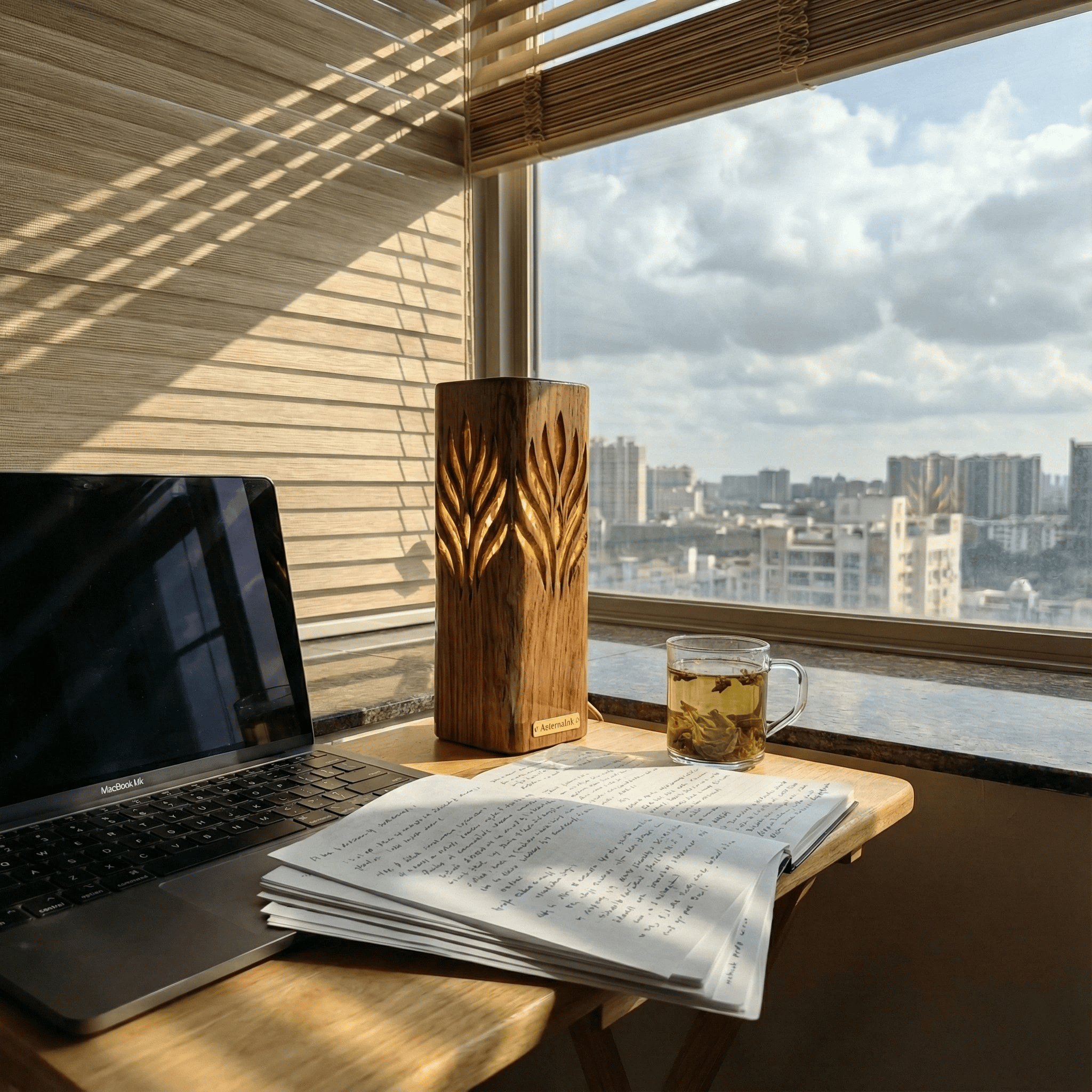 复古欧式自然风金丝楠木雕氛围小夜灯床头台灯 金丝楠木 32*16cm