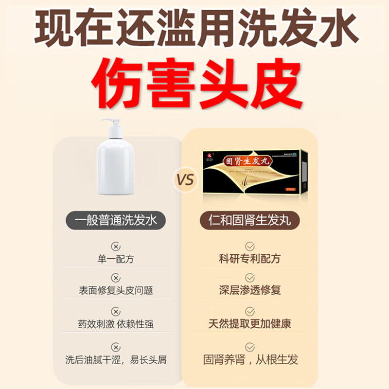 [仁和]固肾生发丸 2.5g*27袋 2盒装 固肾养血，益气祛风。用于斑秃、全秃、普秃及肝肾虚引起的脱发。 轻度脱发|生发疗程