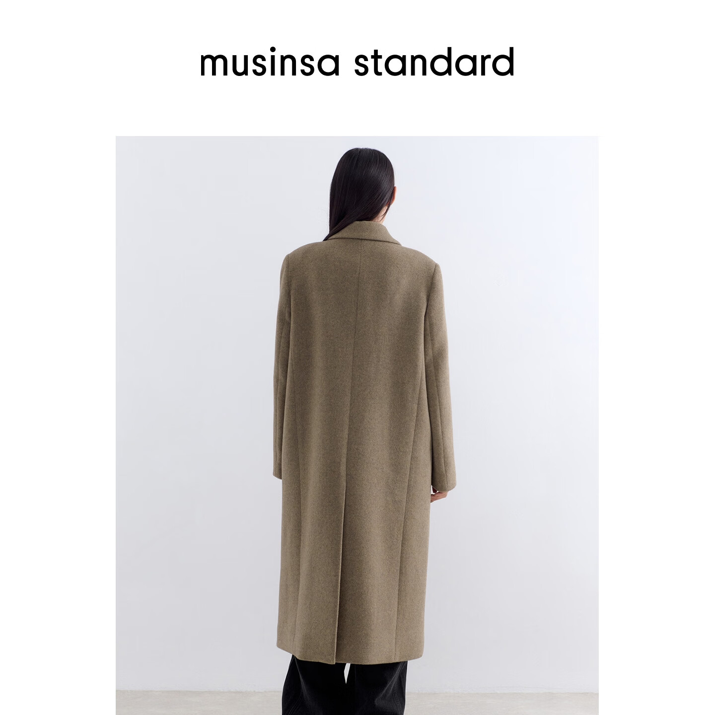 MUSINSA STANDARD【含羊绒羊毛】韩国秋冬翻领长款女士毛呢大衣外套 绿色(TO) M