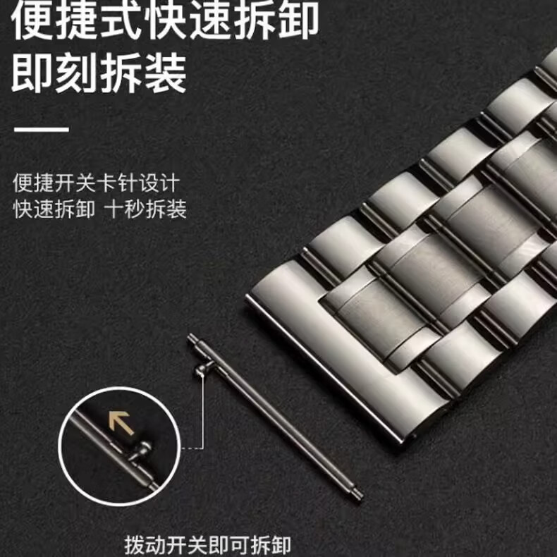 适配华为GT6/GT5精钢手表带GT4pro/GT3蝴蝶扣款watch3/4实心透气表链 新五铢-黑色（赠膜+安装工具） GT4/GT3/GT2【46表盘-22mm】