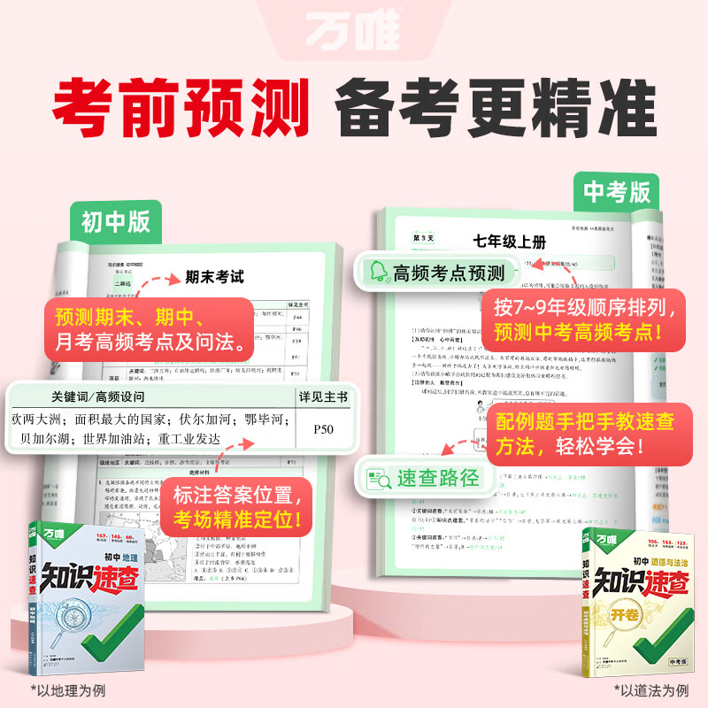 2026万唯中考知识速查初中小四门知识点快速定位速查必背清单人教版初一初二初三道法历史生物地理基础知识考点速记手册万维旗舰店 【道法+历史】2本套装 中考版