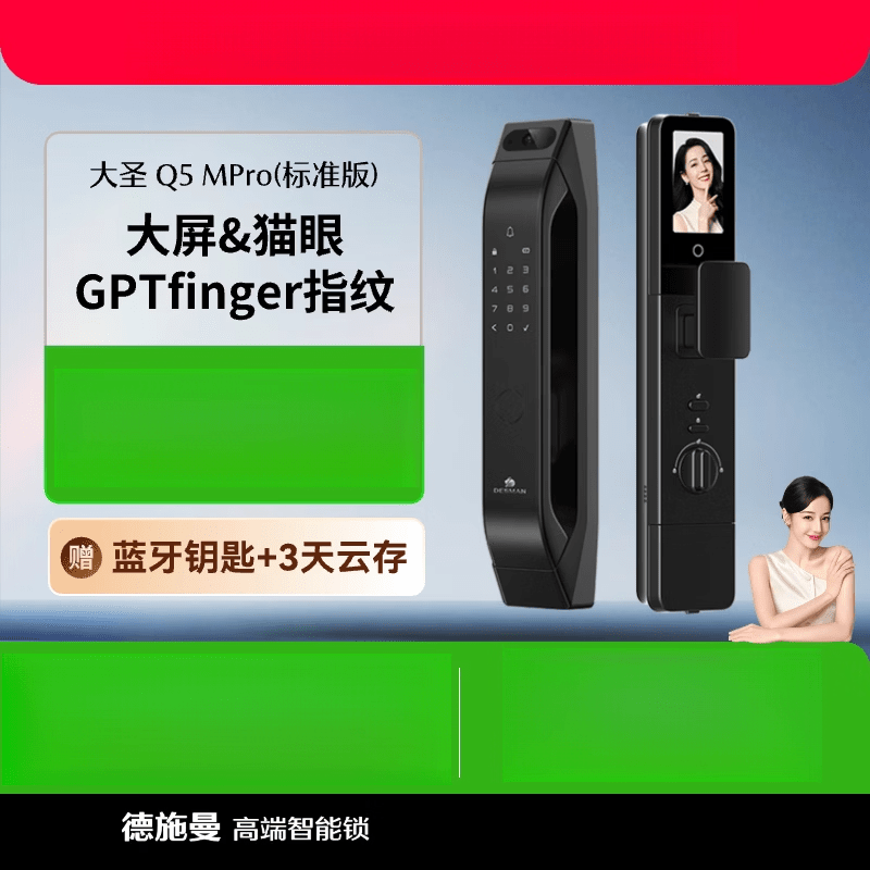 德施曼 DESSMANN猫眼大屏智能锁指纹锁密码锁智能门锁大圣Q5MPro（标准版） Q5MPro(标准版)高端黑