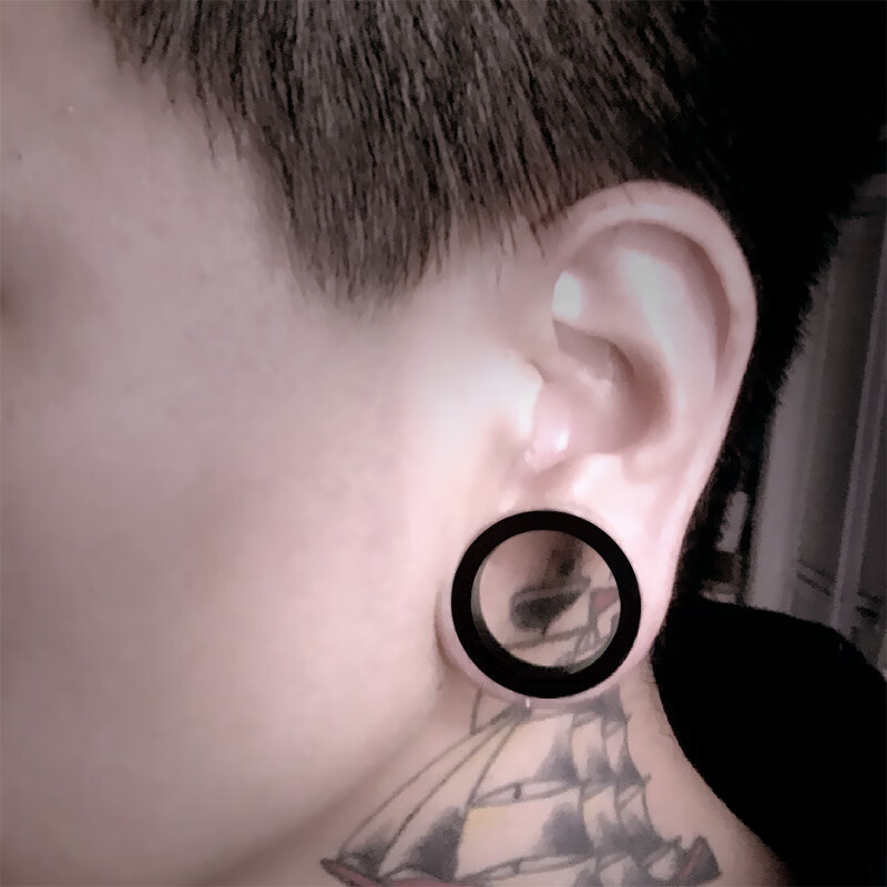 玖维娅黑色扩耳器耳扩器网红同款潮男耳钉空心耳洞扩大器塑料阔耳器耳