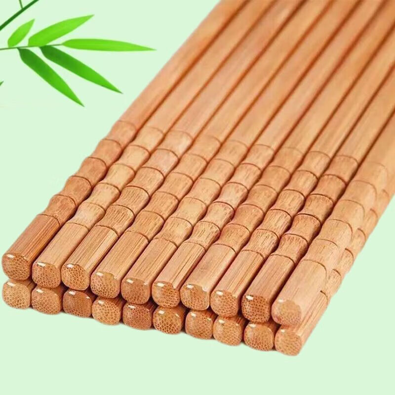 高档家用天然竹筷子中式家庭餐厅酒店防滑高温餐具防霉 天然竹筷子【无漆+无蜡】 节节高升【10双】