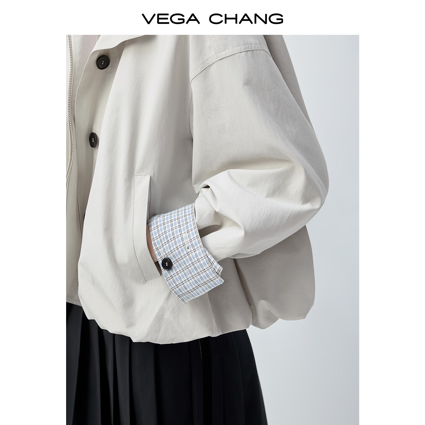 VEGA CHANG【莫顿学院】花苞型夹克外套女2026春高智风复古外套 晨雾灰 M