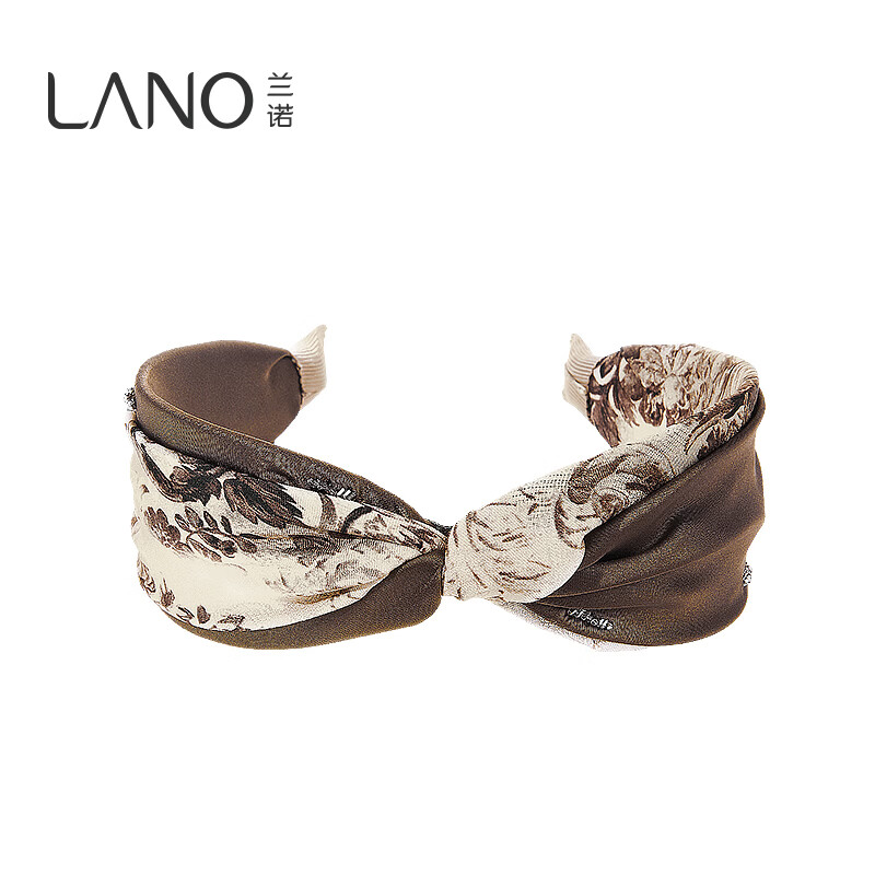 兰诺国风水墨画花朵蝴蝶结抓夹女高级感2026新款大号发量大鲨鱼夹 浅咖-抓夹