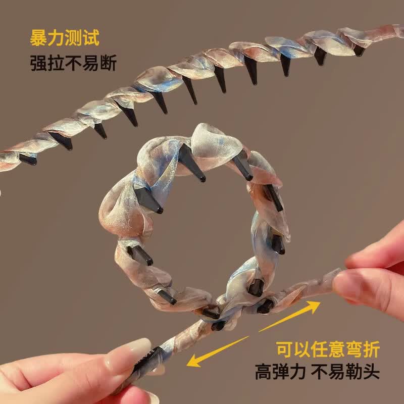 唐芙妮高颅顶波浪发箍女2026新款带齿防滑洗脸头箍日常外带高级感发卡 蓝色网纱发箍 【轻松高颅顶】