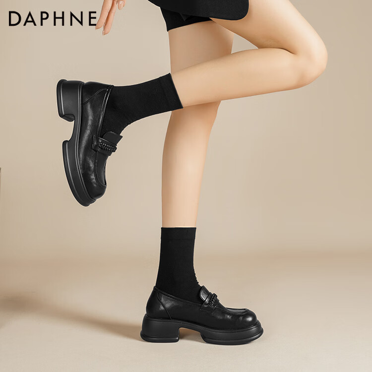 DAPHNE达芙妮达芙妮软底乐福鞋2026新款秋季哑光英伦风轻奢时尚百搭jk皮鞋QJ1 哑光黑【5cm跟高】 37 京东折扣/优惠券