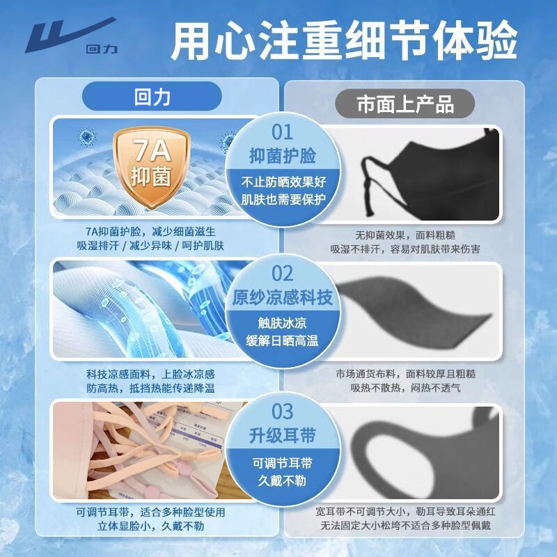 回力腮红口罩女夏季全脸防晒护眼角开车面罩防紫外线透气冰丝脸罩 换洗装-元气桔+元气桔