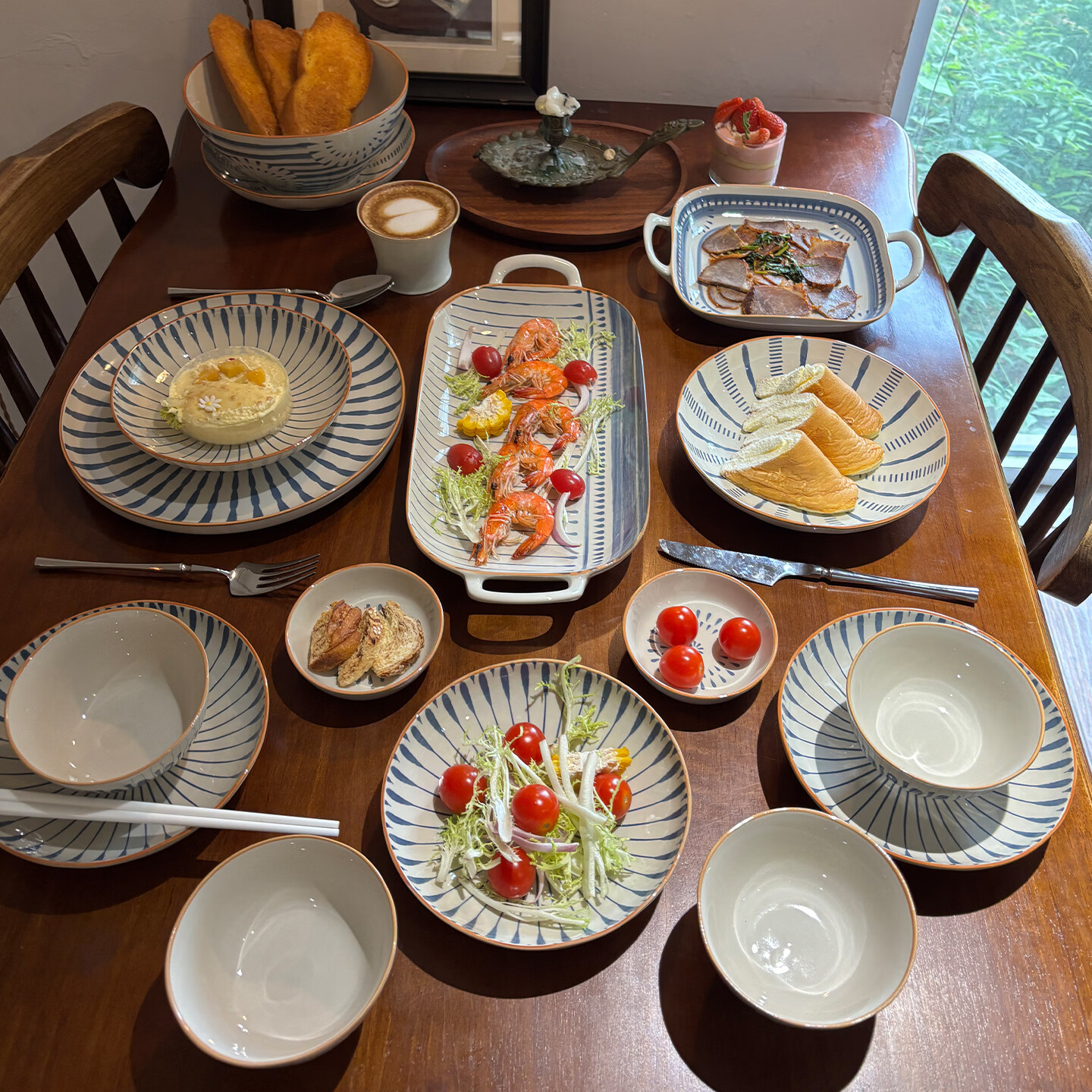 韵之和景德镇釉下彩碗碟套装家用2026新款高颜值陶瓷碗盘餐具乔迁之喜 蓝韵26件4人食配大汤碗