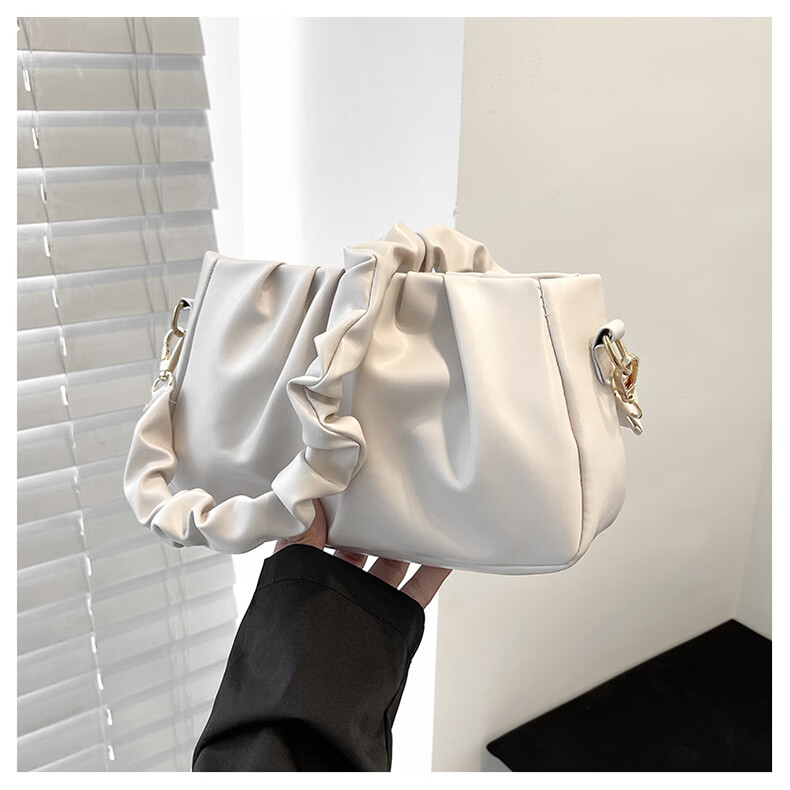 【优选百货】春季褶皱云朵包饺子包2024新款腋下包单肩斜挎包网红 白色