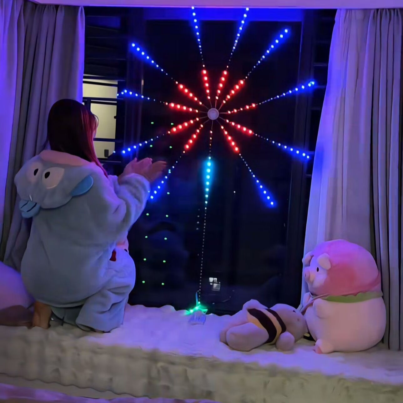 网红同款LED灯条七彩声控自动变色节日装饰灯夜用氛围烟花灯带 炫彩烟花灯【大号-30W】直径1m宽1.5m高 新款【声控/app智能控制】上新价