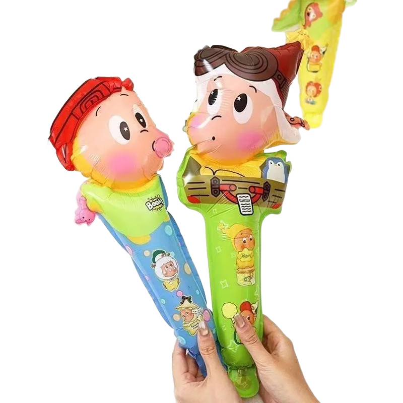 泡泡玛特卡通星星人铝膜气球POPMART萌系小精灵儿童手持气球批发 中棒气球-星星人混搭 1支