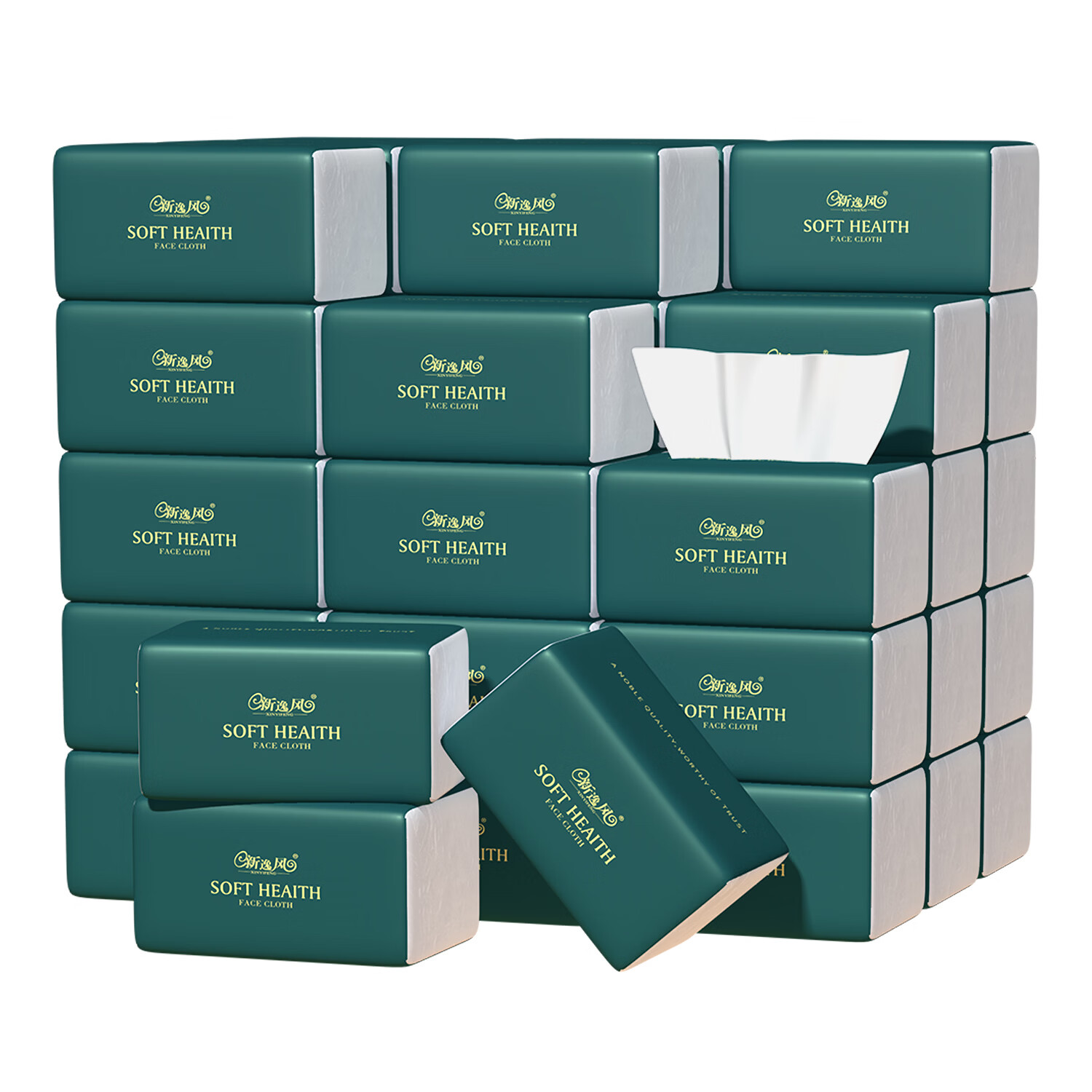 新逸风（XINYIFENG）抽纸卫生纸加厚面巾纸木浆抽纸家庭装抽取式纸巾 5层 300张*24包