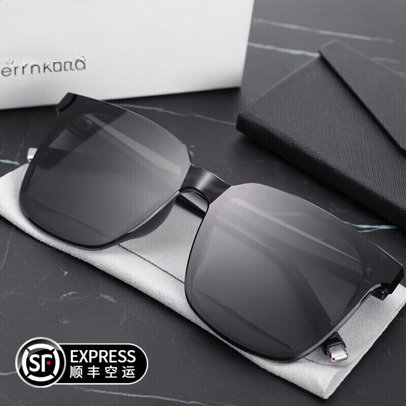 CerrnKutta 太陽鏡男女通用開車偏光GM墨鏡韓版新款潮流時尚防紫外線禮盒裝 CK-YD一體黑色