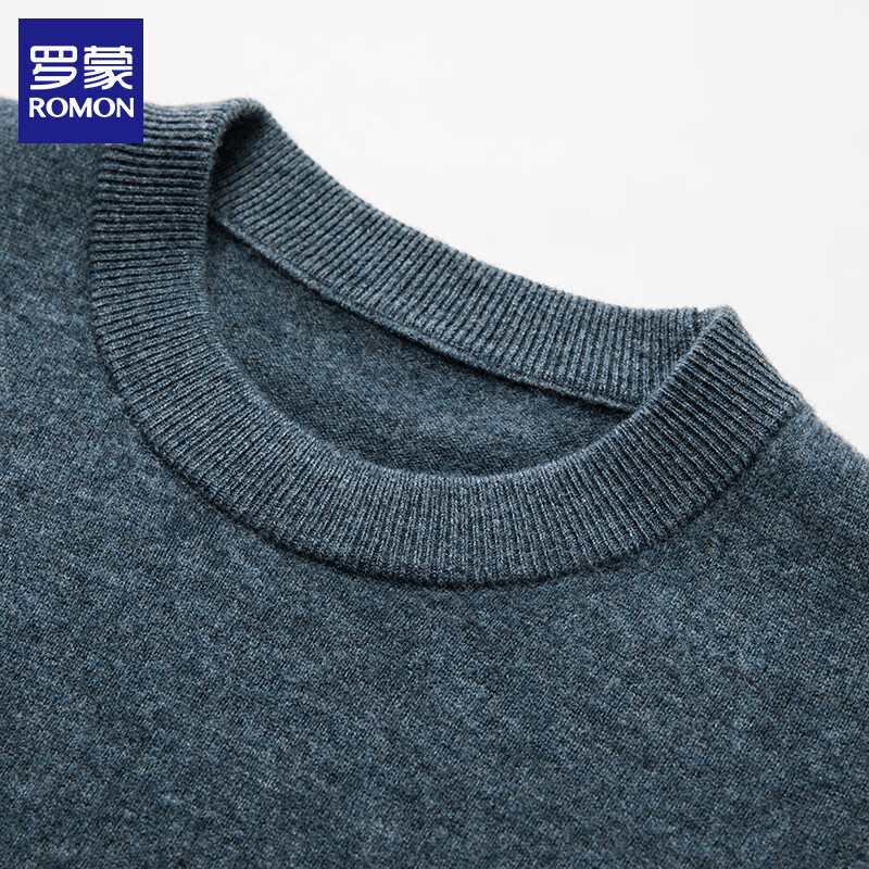 罗蒙（ROMON）【100%羊毛】纯羊毛衫男2025秋冬季新款休闲保暖男士针织打底衫 深灰色 L (建议体重120-140斤)