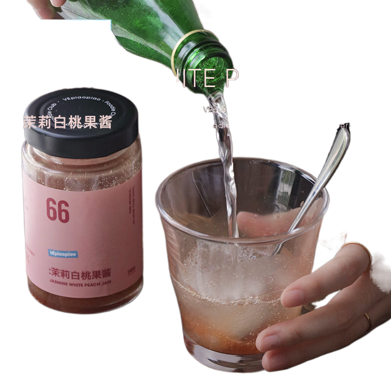 VEpiaopiao0脂肪代糖白桃果肉果醬可涂吐司沖飲 【茉莉白桃果醬】