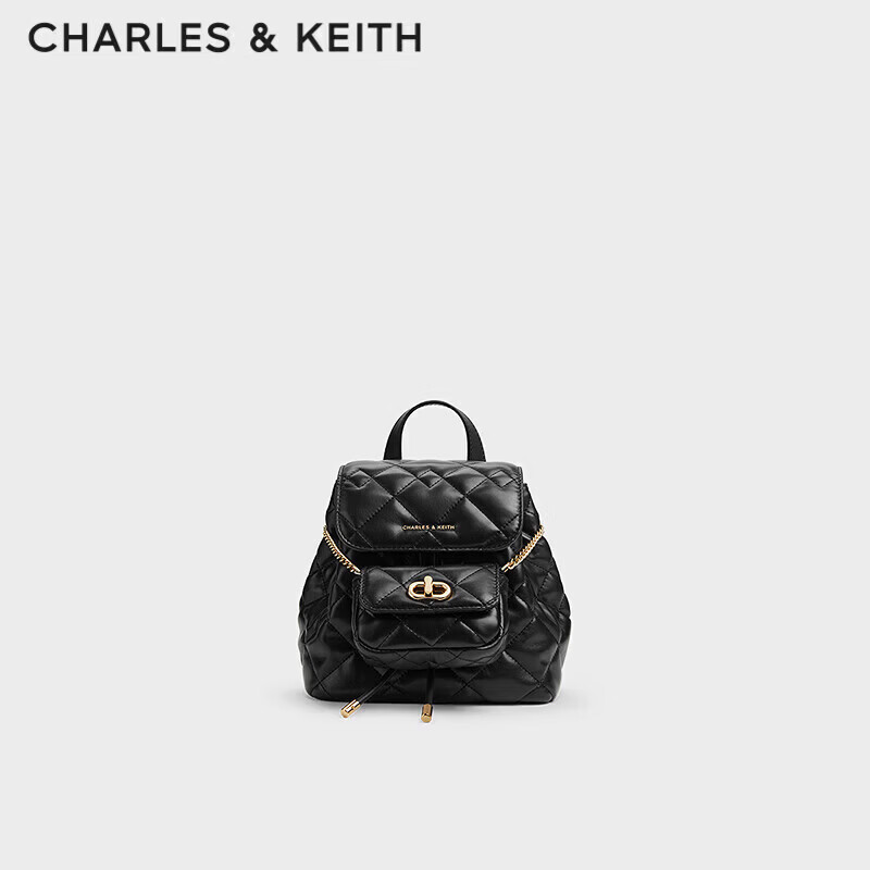 CHARLES&KEITH经典菱格大容量双肩包学生书包包女包生日开学礼物CK2-60151400