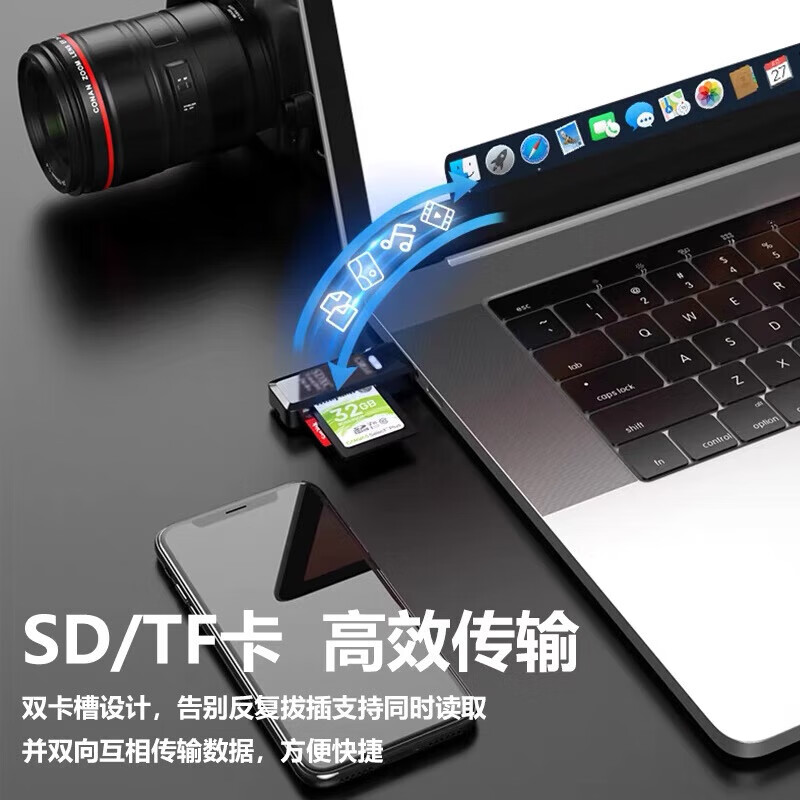 零听者【严选百货】 高速USB3.0读卡器多合一SD/TF卡转换器多功能笔记本电脑相机车载多功能OTG转接器 白色-3.0USB高速传输下载-送OTG