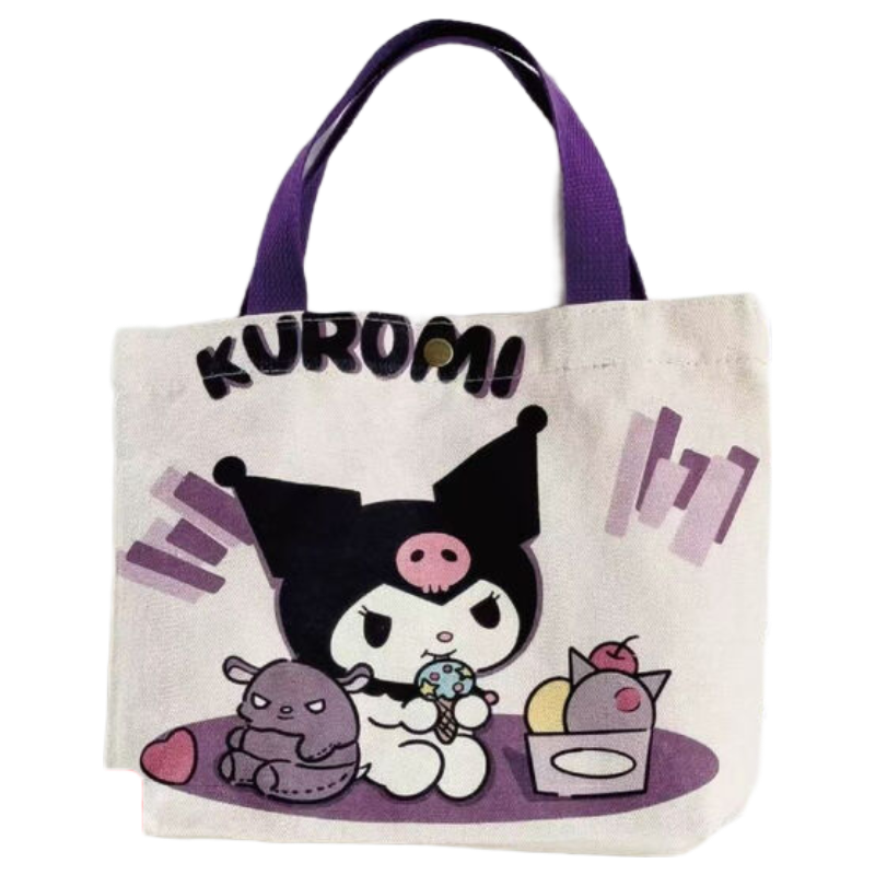 新款手提包帆布手提袋百搭上班帆布包小熊外出便携学生上班便当包 库洛米