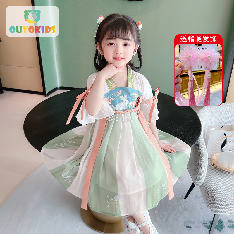 欧育儿童汉服女童夏季连衣裙古装宝宝女孩生日礼物B2116玉兔120码怎么样,好用不?