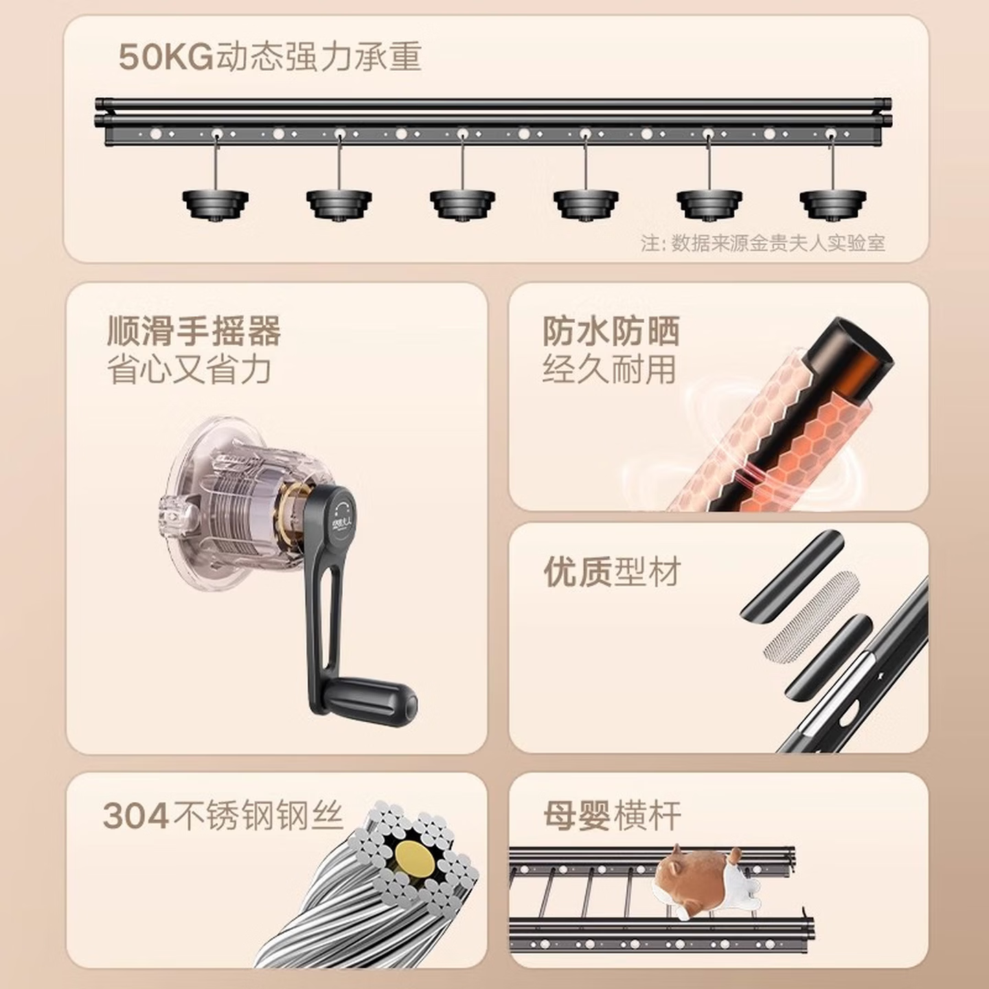 好太太京选手摇晾衣架阳台家用手动四杆晒衣长杆室内自动折叠升降 白色四杆【2.4米】 商家包安装