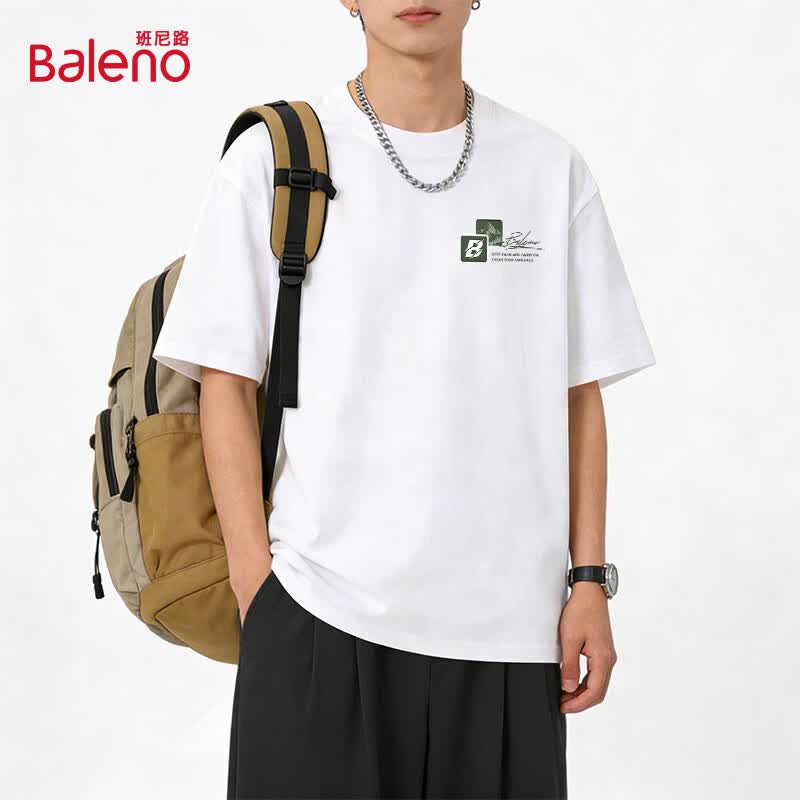 班尼路（Baleno）男士纯棉短袖T恤2026夏季新款宽松休闲男装上衣简约时尚百搭衣服