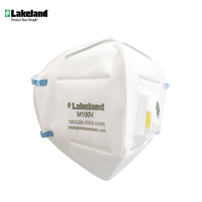 Lakeland防尘口罩KN95防雾霾PM2.5成人 耳带折叠式带阀口罩 M100v 20只 均码