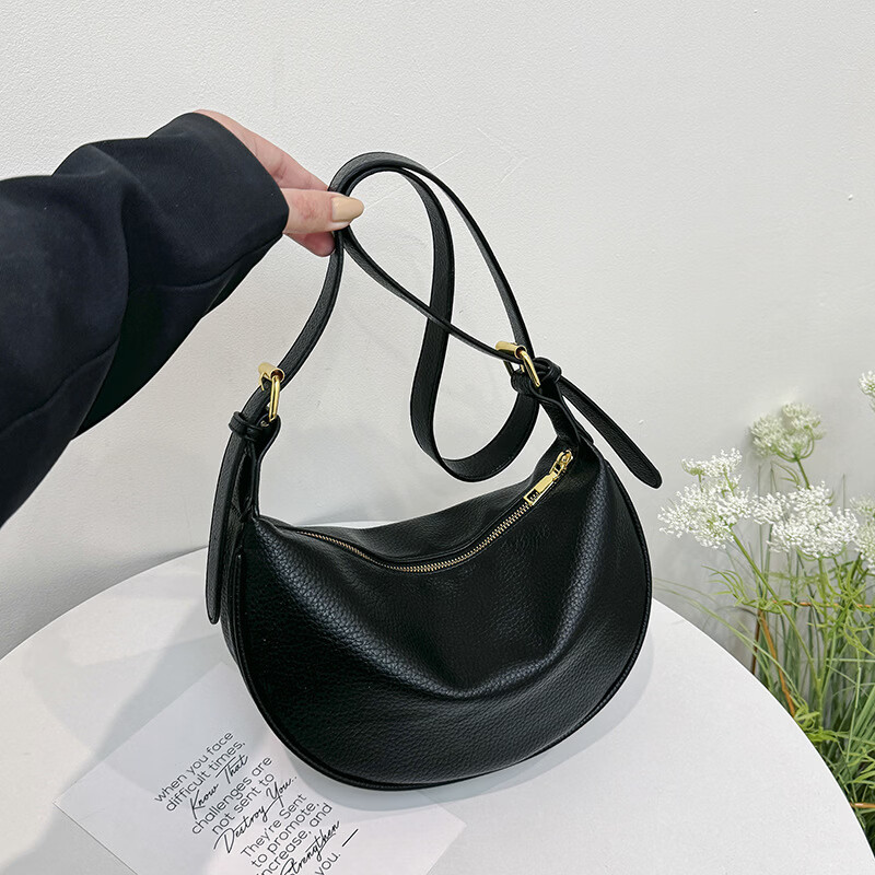 【厂家直供】软皮大容量腋下包包女2025新款休闲百搭单肩斜挎包复 黑色