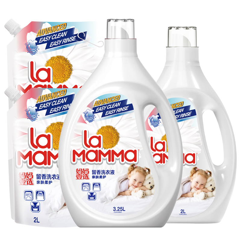 妈妈壹选植物香氛天然洗衣液18.5斤（3.25L+2L+袋2L*2）婴童宝妈洗衣可用
