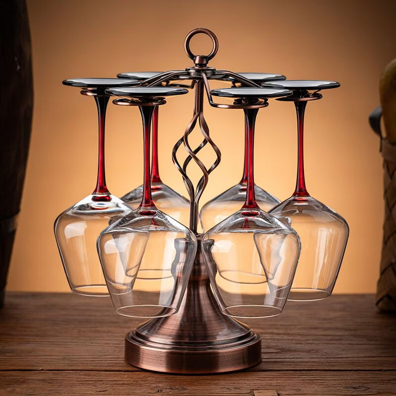 咏幻红领结勃艮第红酒杯套装大肚家用轻奢高档水晶玻璃葡萄酒高脚杯子 罗马6杯架