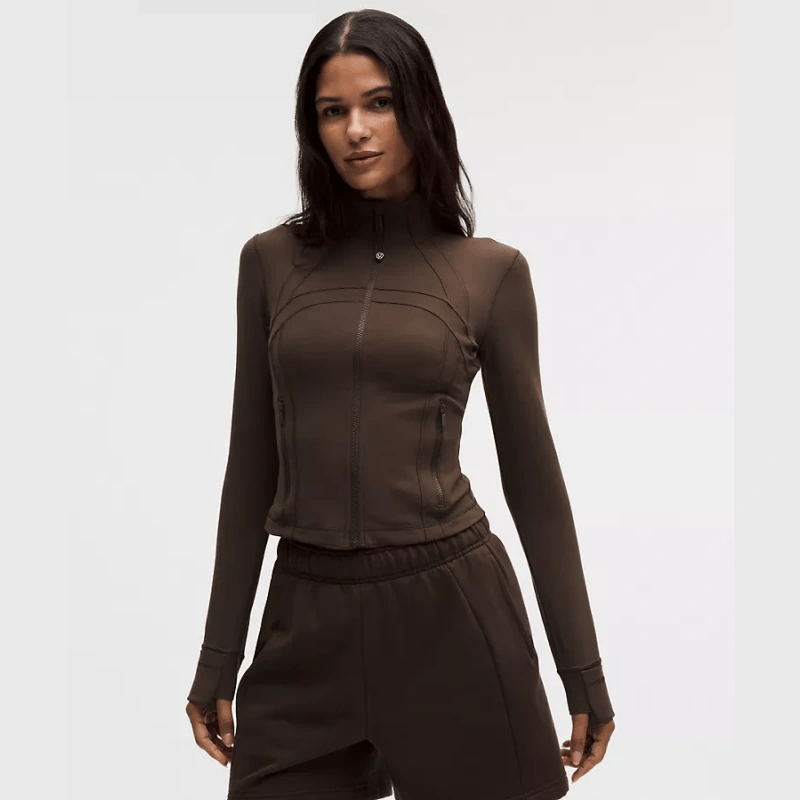 lululemon露露乐檬女士Define Cropped时尚夹克简约舒适透气修身百搭短上衣 核桃棕色 M (8)