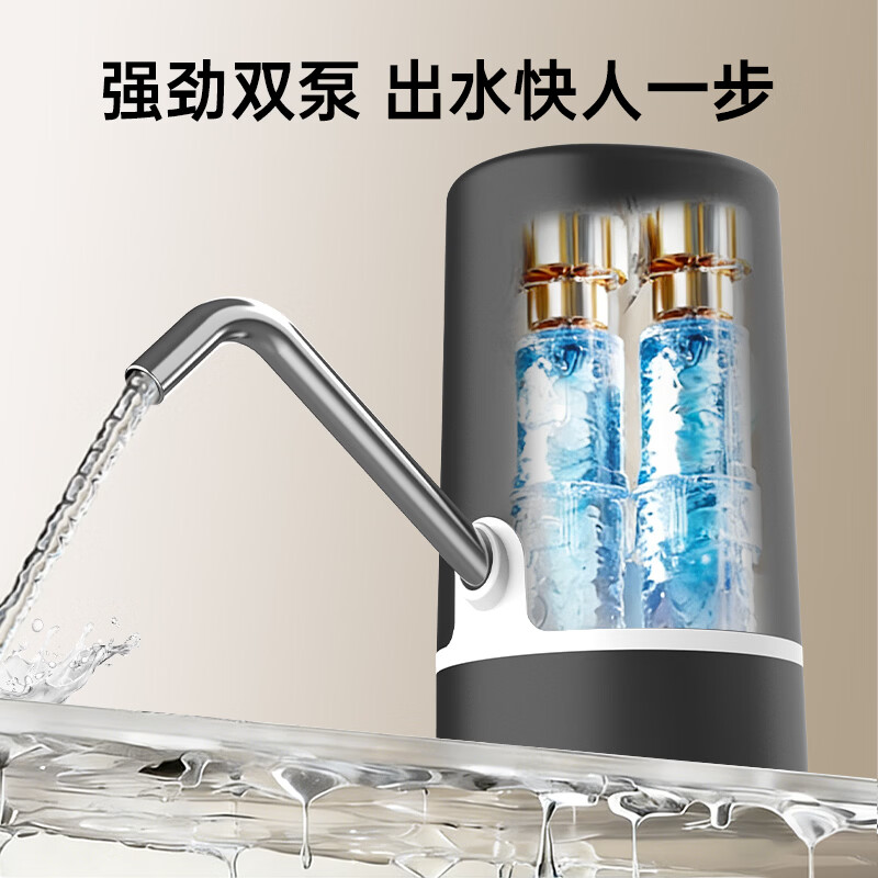 荣事达 桶装水抽水器吸水泵饮水机泵纯净水桶取水器上水器大桶水压水器 双泵黑【双倍出水+几秒一杯】