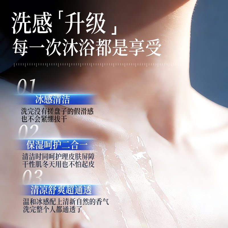 完好如初冰感净润沐浴露易清洁易冲洗冰感薄荷持久留香750ml 经典装