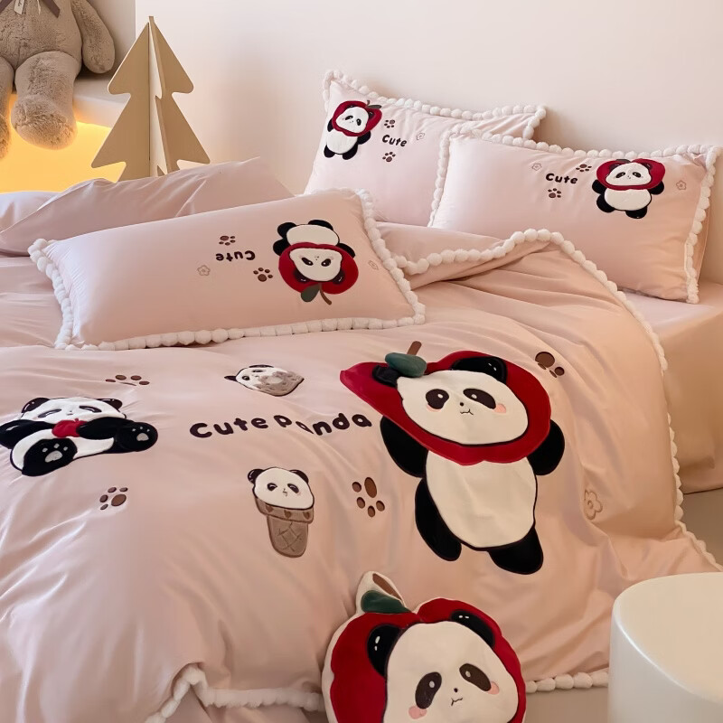 ROLAND LIVE轻奢风全棉卡通四件套磨毛秋冬季保暖床上用品被套床单儿童三件套 XR 全棉磨毛套件-软萌奶球 1.2米床 床单款 【被套150*200cm】