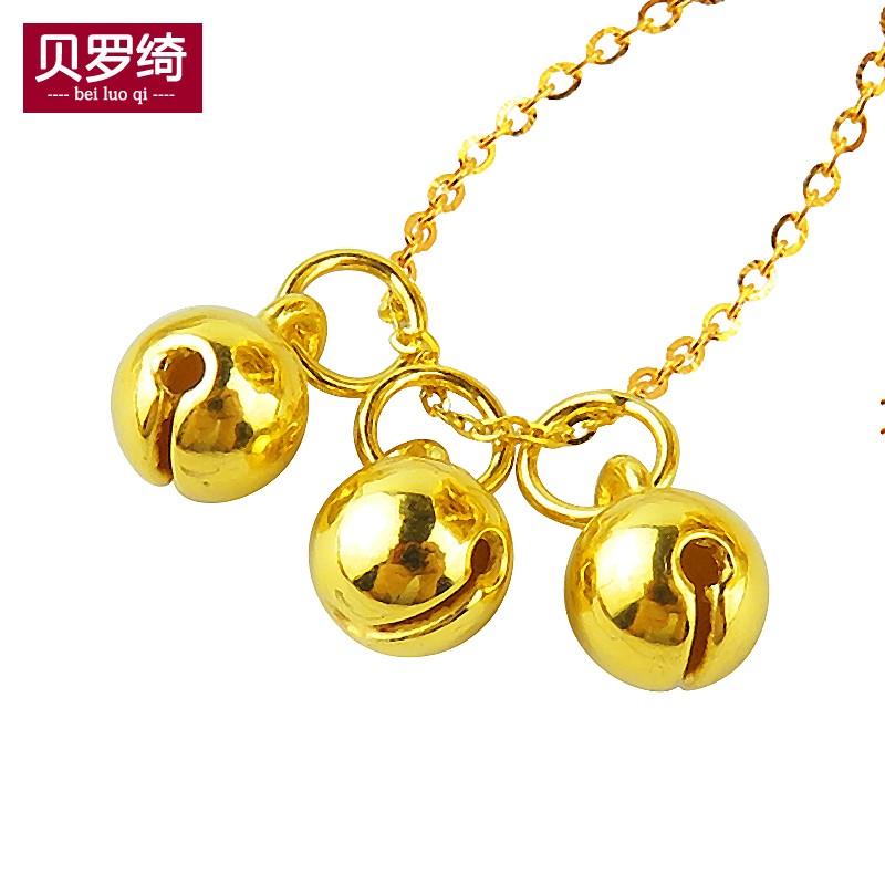 贝罗绮3d硬金黄金铃铛吊坠999足金空心小铃铛 黄金项链小吊坠挂件