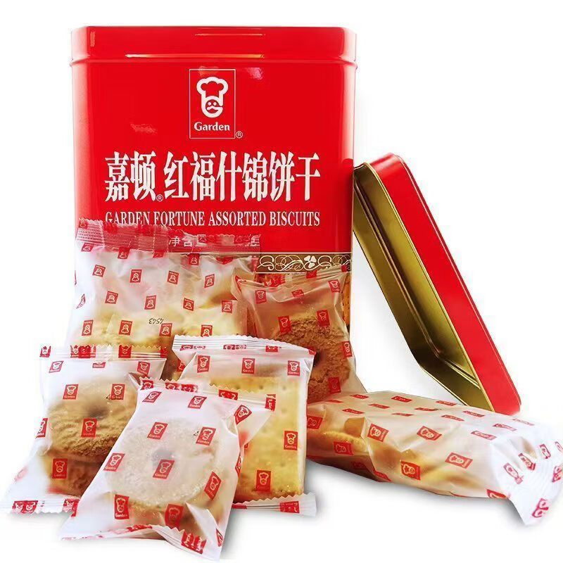 嘉頓820g紅福什錦餅桶裝罐裝休閑 820g嘉頓紅福什錦餅