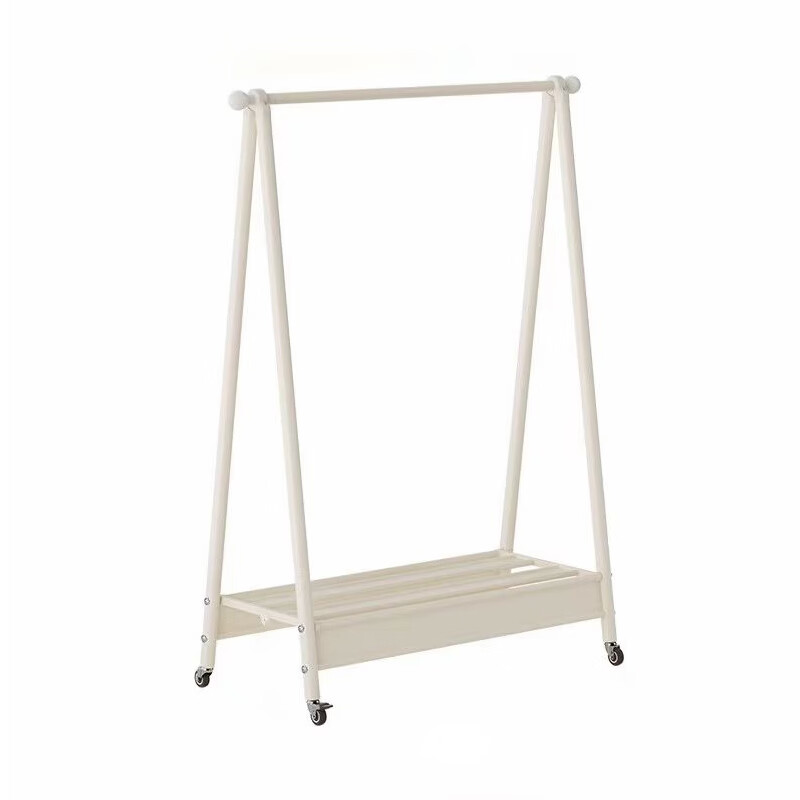 缇欧卧室挂衣架家用折叠晾衣架落地阳台晒衣架铝合金挂衣服移动衣帽架 【钛金灰120cm】高端铝合金&移动万向轮&加宽置物架