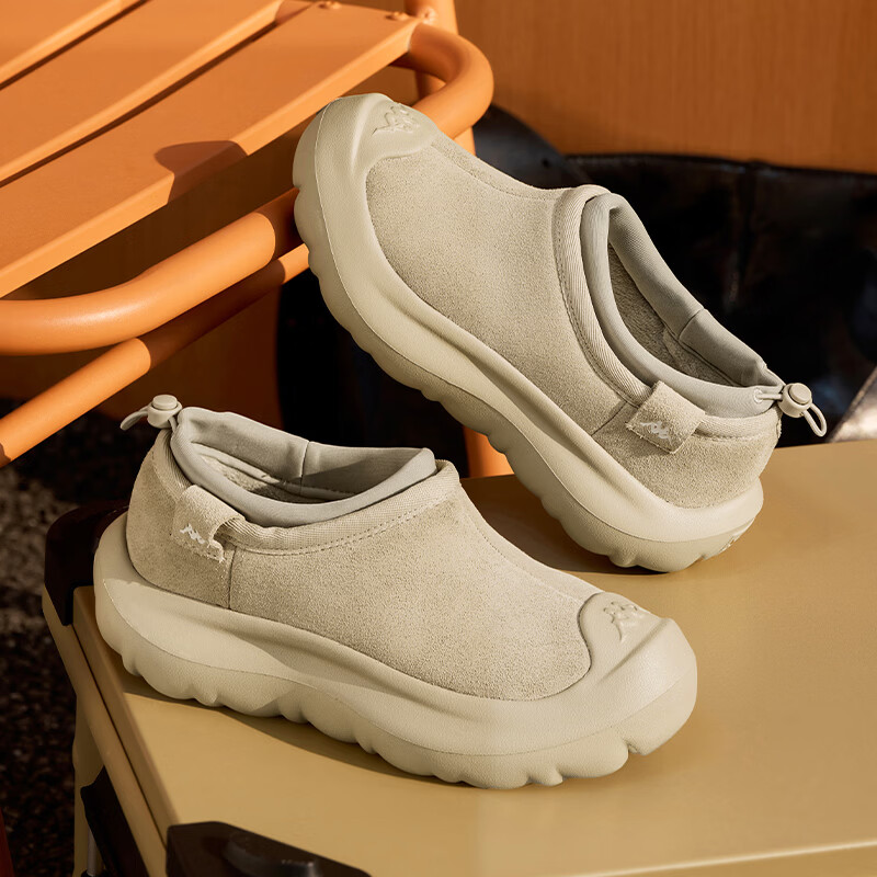 卡帕女鞋保暖二棉鞋女2025冬季新款雪地靴增高休闲加绒云朵鞋子女 灰卡其（一脚蹬） 38