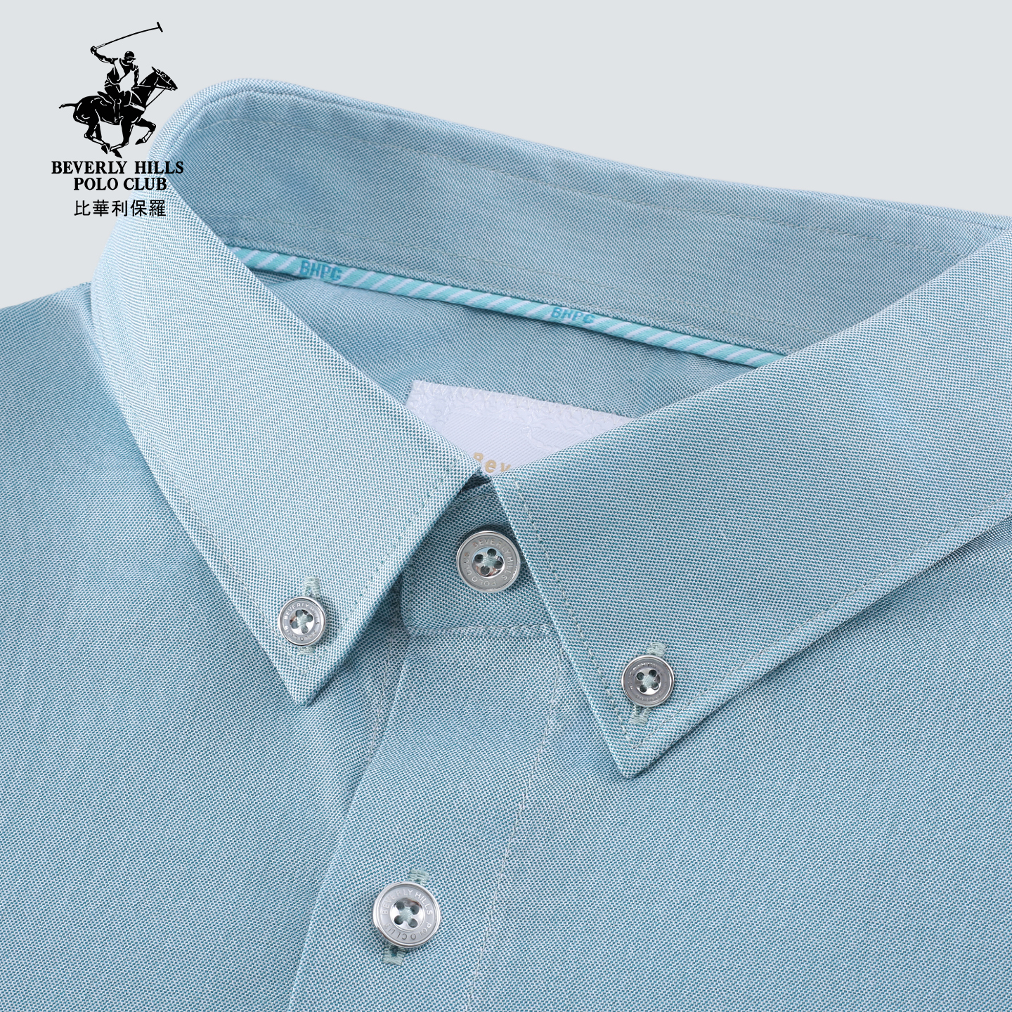 比华利保罗【桑蚕丝】2026春夏新款男士纽扣领短袖衬衫高端商务衬衣 65绿色 M