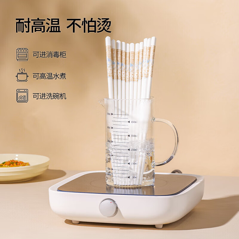 栢启歆陶瓷筷子套装耐高温易清洗家用防霉酒店家用中式餐具10双装高档 陶瓷筷 10双 时光漫步