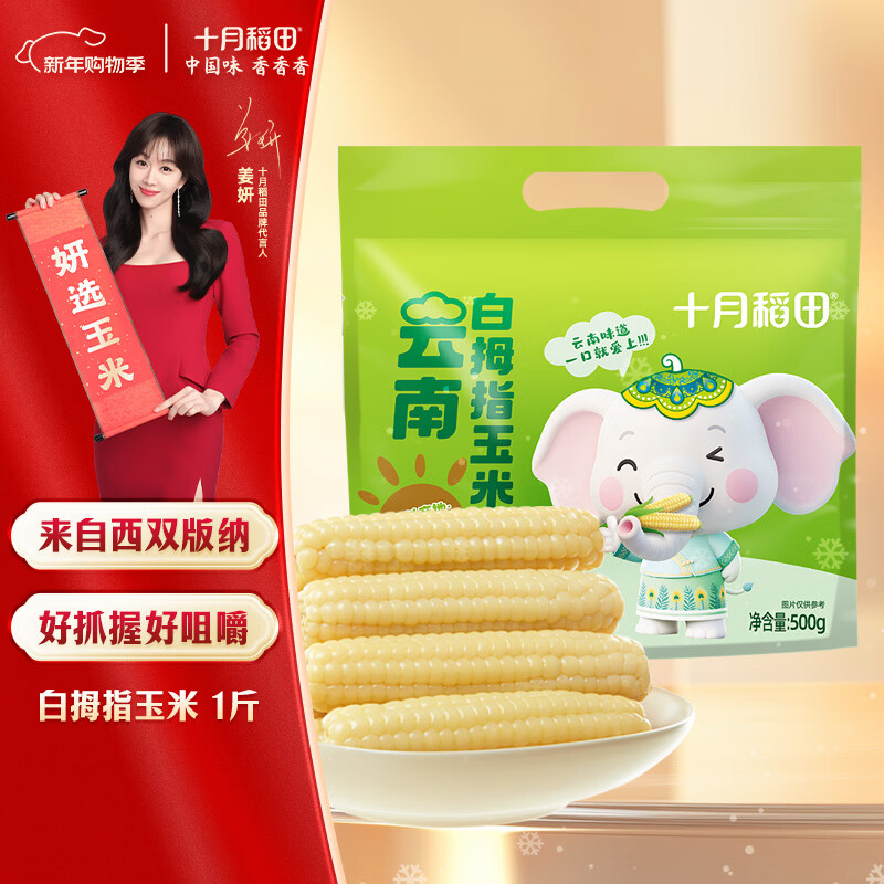 十月稻田 云南白拇指玉米 1斤(8~12根) 25年新玉米 儿童低脂早餐 西双版纳