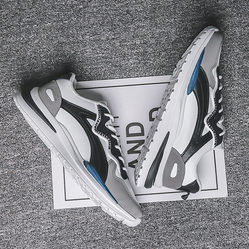 西域骆驼(VANCAMEL)鞋子男鞋2026秋冬季新款软底休闲鞋男士鞋百搭运动增高阿甘鞋 【官方正品 质量保证】白黑配色 42