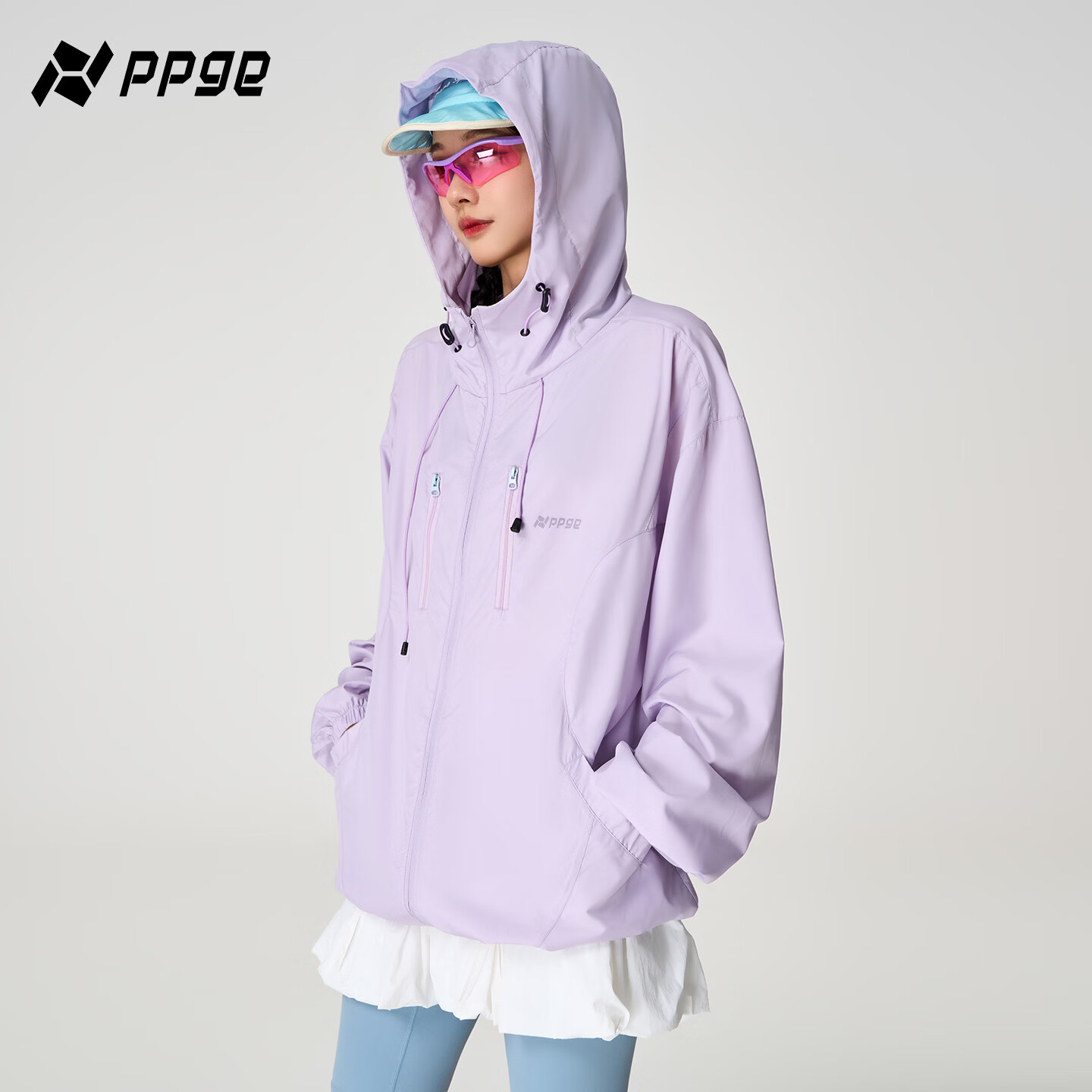 PPGE防晒衣UPF100+防紫外线透气凉感轻薄连帽衣服男女同款防晒外套 水晶紫 L